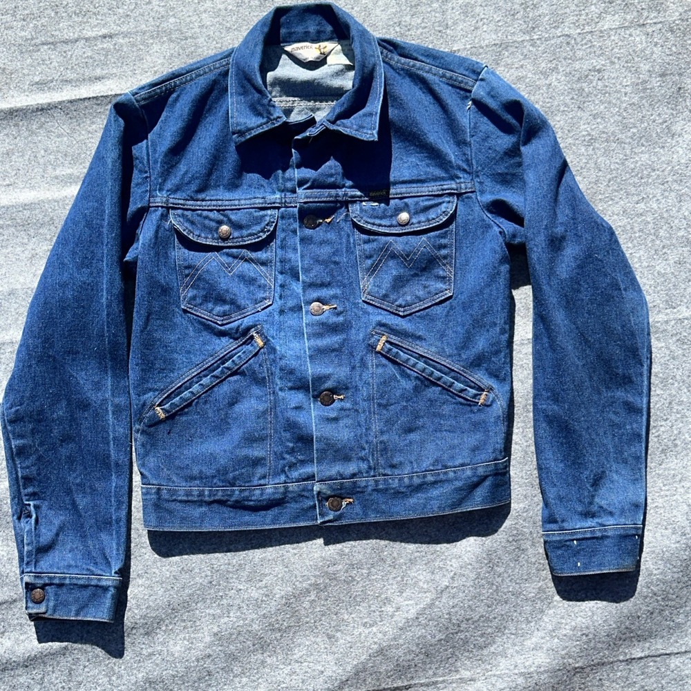 Vintage 70s Maverick 3J03MJO Denim Trucker Jacket 38 USA Made‎ Blue Bell- 2D-5